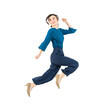 © metamorworks - Full body photo of a white woman jumping. Full body photo PNG with transparent background precisely cut out with clipping path.