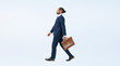 Full body photo of a walking black businessman. (We also sell PNGs that are cropped and have transparent background. Please search for 