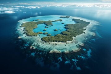 Wall Mural - Tropical atoll island in ocean