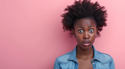 Fearful and Anxious West African Woman, Isolated on Solid Background - Copy Space Provided