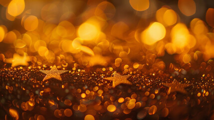 Wall Mural - glittering stars on golden background