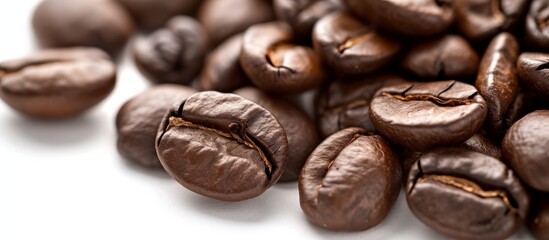 Sticker - Premium coffee beans on a clean white background for aromatic drink lovers and barista professionals