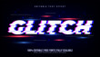 Realistic glitch text effect or 3d typography in cyber and neon style for technology business marketing. Glitch neon light text effect with cyberspace background. Virtual game logo 3d rendering mockup