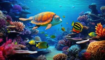  Fish in the water, coral reef, underwater life, various fish and exotic coral reefs