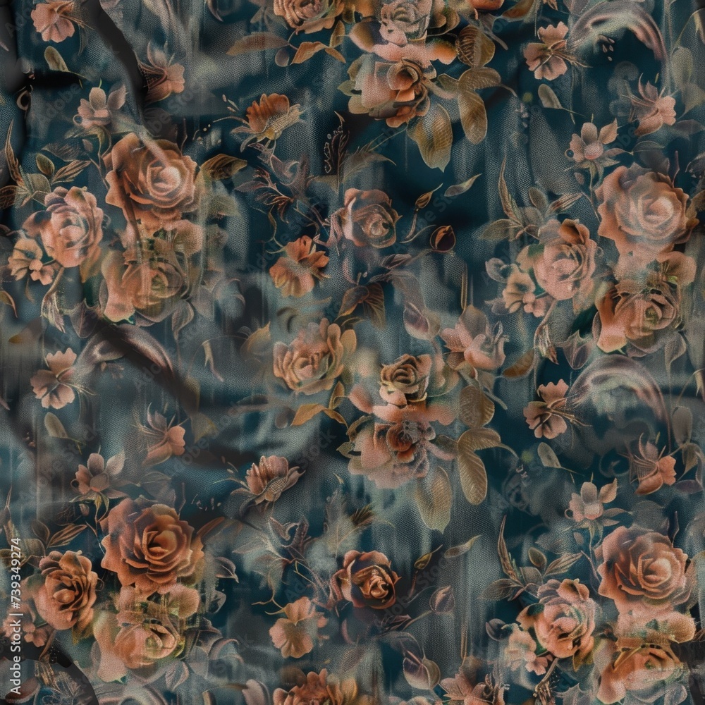 Seamless pattern with grunge dirty rotten dead flowers underwater ...