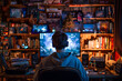 © vanilnilnilla - Gamer at Desk Watching Games and Playing