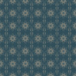 Hand-drawn seamless blue and beige pattern. Floral symmetrical ornament, classic fabric texture. Vector background for printing on fabric, gift wrapping, covers, wallpapers.