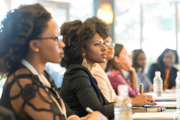 Wall Mural - Multicultural businesswomen having a conference meetin