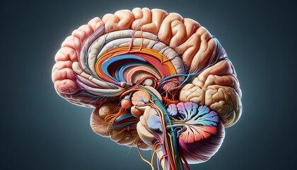 Wall Mural - brain system, 3d visualization for medical and study, Otolaryngology