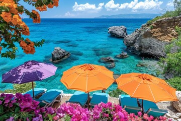 Wall Mural - umbrellas on the beach