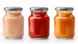 Mockup of Sauce jars isolated on white background 