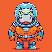 Cartoon Hippo Astronaut