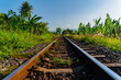 The railway track.
The railway in Vietnam. A suburb of Nha Trang, a rural area.