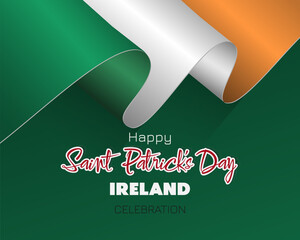 Holiday design, background with handwriting with and national flag colors for St. Patrick's day celebration. Vector illustration