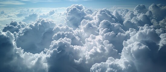 Wall Mural - A peaceful view of a serene blue sky landscape with fluffy white clouds