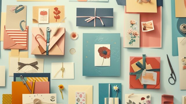 A collage of finished Father's Day and Mother's Day cards displayed against a neutral background, emphasizing the diversity of creative expressions in high-definition