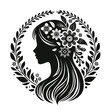 Silhouette of a girl in profile wearing a wreath