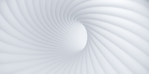  White twisted shapes. Vortex or funnel concept. Abstract background. 3d rendering.