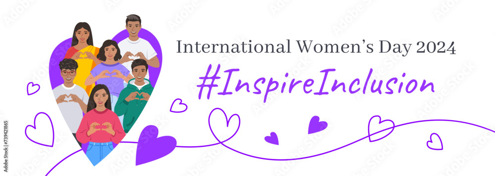 Inspire inclusion campaign pose. International Women's Day 2024 theme ...