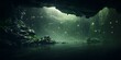Mysterious underground cavern decorated with intricate crystals, secret lakes, and concealed passages. Concept Underground Caverns, Crystalline Formations, Hidden Passages, Secret Lakes