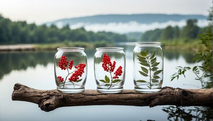 two glasses with plant