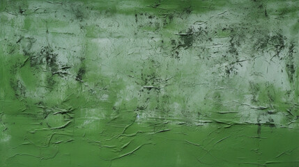 Wall Mural - Green uneven rough texture. Painted old wall with plaster. Classic green color. Grunge surface background for design, generative AI