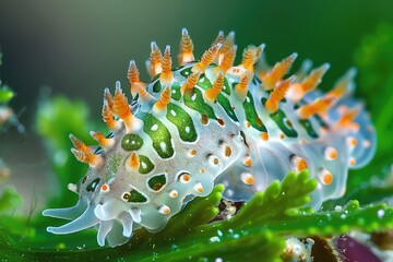 Costasiella Kuroshimae, Sea Sheep Macro Photo, Color Sea Slugs Closeup, Sheep Nudibranch