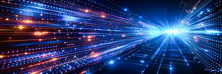 A network of digital connections, where the intricate web of technology and data flows through the veins of a futuristic society, illuminated by the glow of innovation