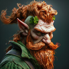 Wall Mural - A leprechaun with green hair and red beard. Saint Patrick's Day