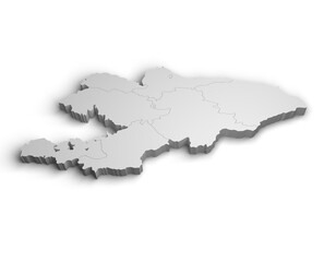 3d Kyrgyzstan map illustration white background isolate