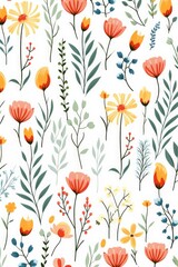 Wall Mural - Summer pattern on white background