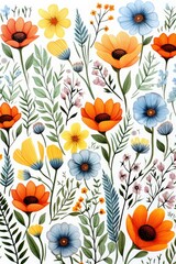 Wall Mural - Summer pattern on white background