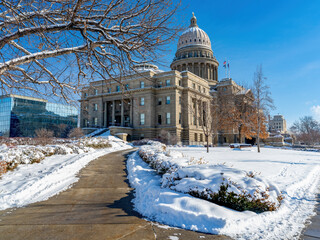 Wall Mural - Winter at the Idaho State Capital grounds