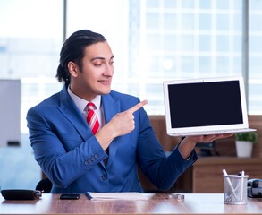 Poster - Young handsome businessman sitting in the office