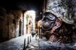 Traditional mask of Pulcinella in Spaccanapoli Streets, old town of Naples, Campania, Italy