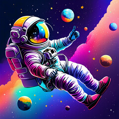 Canvas Print - colorful astronaut illustration background