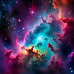 Poster - colorful nebula galaxy space illustration background