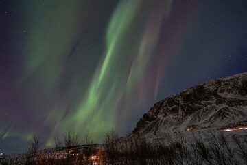 scenic view of aurora borealis over iceland