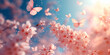 満開の桜と沢山の蝶々