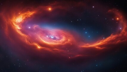 Wall Mural - background with space A firey nebula with a fire rainbow spectrum, creating a stunning display of light and dust 