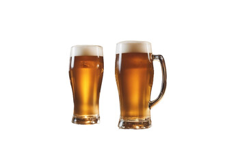 Wall Mural - Two glasses of beer isolated on transparent background