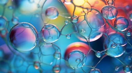 Wall Mural - Macro close up of soap bubbles look like scientific image of cell and cell membrane