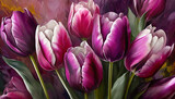 Fototapeta Tulipany - Kwiaty fioletowe tulipany