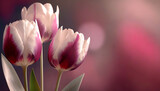 Fototapeta Tulipany - Tulipany, piękne fioletowe wiosenne kwiaty. Puste miejsce