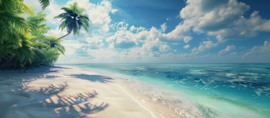 Wall Mural - a beautiful view of a tropical beach under a sunny sky