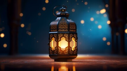 Wall Mural - Lantern on dark background. Ramadan Kareem concept. 3D Rendering