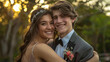 © GB - Outdoor portrait of a young couple dressed up for their high school prom