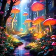 Bioluminescent Mushroom Forest