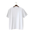 © Lusi_mila - The front of the white T-shirt isolated. mockup with copy space. Hanging Tshirt template.