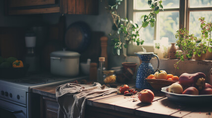 Kitchen where household chores were done, ai generative